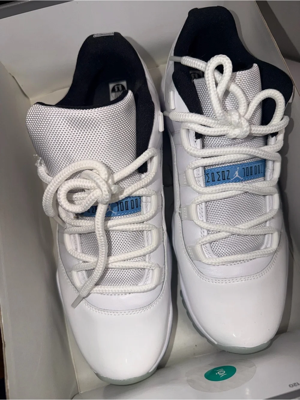Jordan Kids White and Black Low Top Sneakers with Light Blue Accent